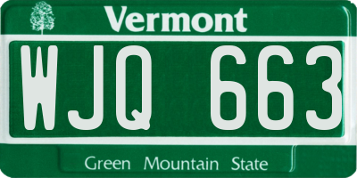 VT license plate WJQ663