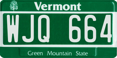 VT license plate WJQ664