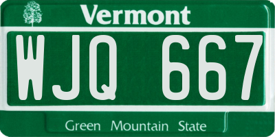 VT license plate WJQ667