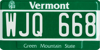 VT license plate WJQ668
