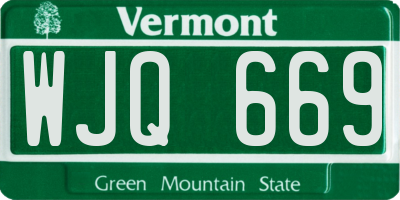 VT license plate WJQ669