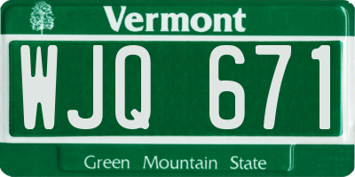 VT license plate WJQ671