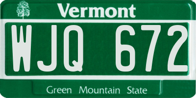VT license plate WJQ672