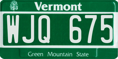 VT license plate WJQ675