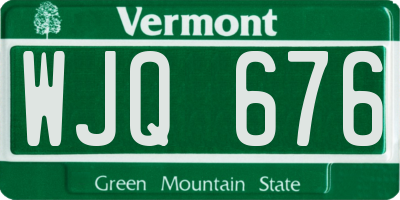 VT license plate WJQ676