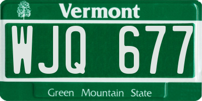 VT license plate WJQ677