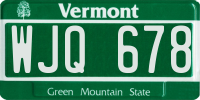 VT license plate WJQ678