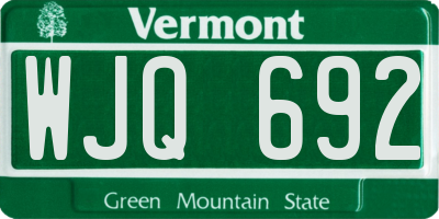 VT license plate WJQ692