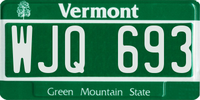 VT license plate WJQ693