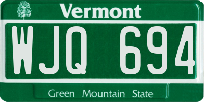 VT license plate WJQ694
