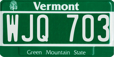 VT license plate WJQ703