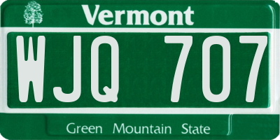 VT license plate WJQ707