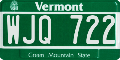 VT license plate WJQ722