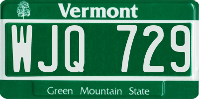VT license plate WJQ729