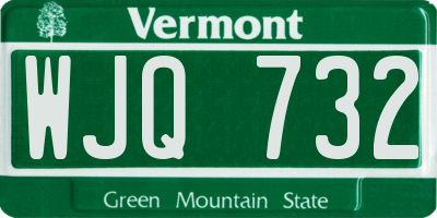 VT license plate WJQ732