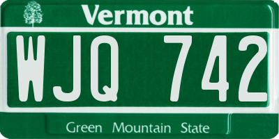 VT license plate WJQ742