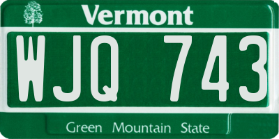 VT license plate WJQ743