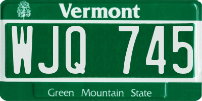 VT license plate WJQ745