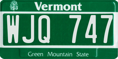 VT license plate WJQ747
