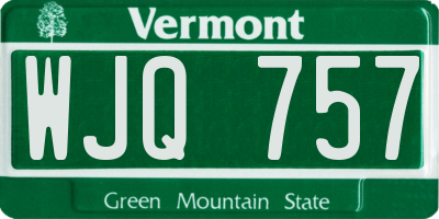 VT license plate WJQ757