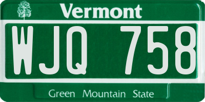 VT license plate WJQ758