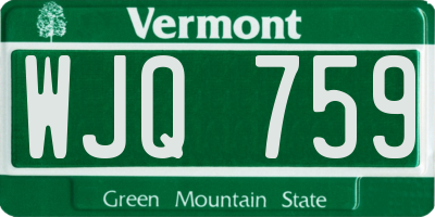 VT license plate WJQ759