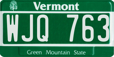 VT license plate WJQ763