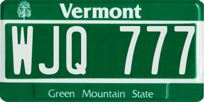 VT license plate WJQ777