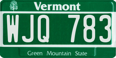 VT license plate WJQ783
