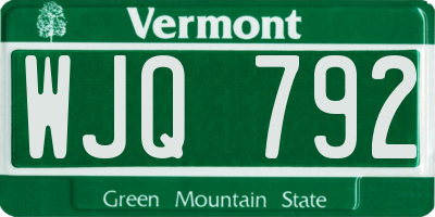 VT license plate WJQ792