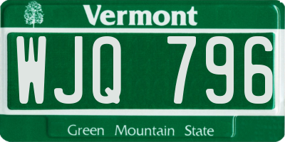 VT license plate WJQ796