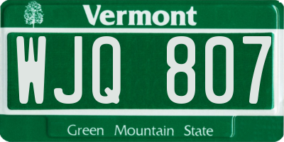 VT license plate WJQ807