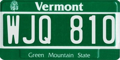 VT license plate WJQ810