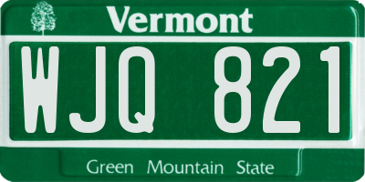 VT license plate WJQ821