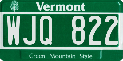 VT license plate WJQ822