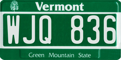 VT license plate WJQ836