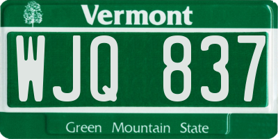 VT license plate WJQ837