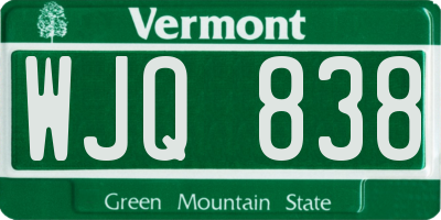 VT license plate WJQ838