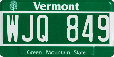 VT license plate WJQ849