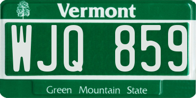 VT license plate WJQ859