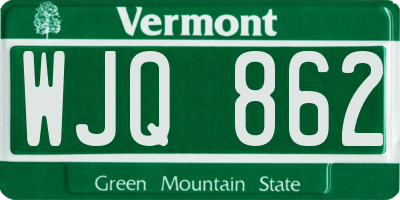 VT license plate WJQ862
