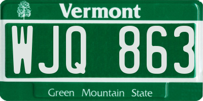 VT license plate WJQ863