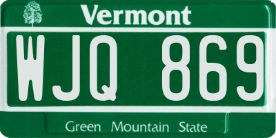 VT license plate WJQ869
