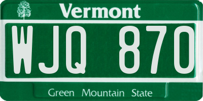 VT license plate WJQ870