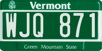 VT license plate WJQ871