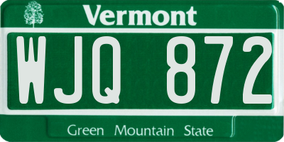 VT license plate WJQ872