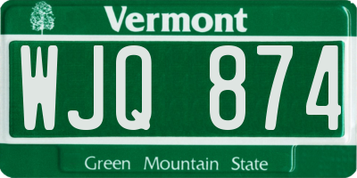 VT license plate WJQ874