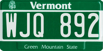 VT license plate WJQ892