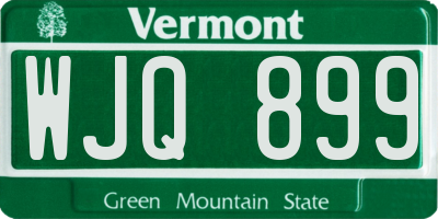 VT license plate WJQ899