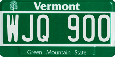 VT license plate WJQ900